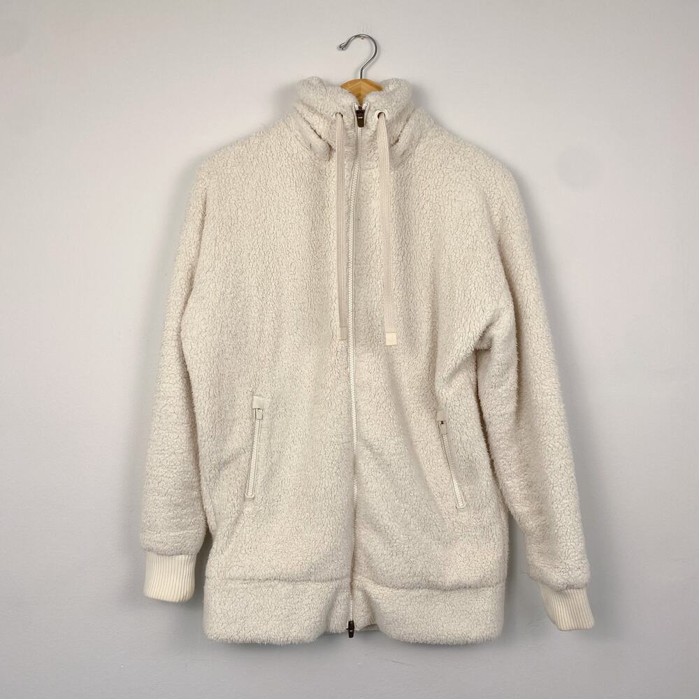 Athleta Full Zip Sherpa Jacker in Cream XXS